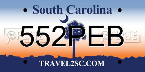 552PEB South Carolina License Plate