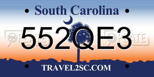 552QE3 South Carolina License Plate