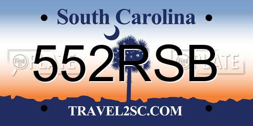 552RSB South Carolina License Plate