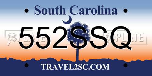 552SSQ South Carolina License Plate