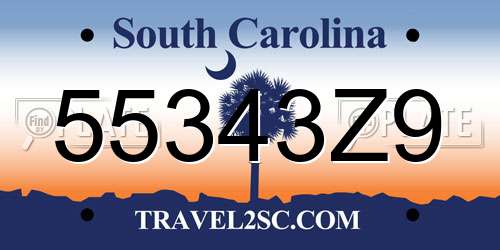 55343Z9 South Carolina License Plate