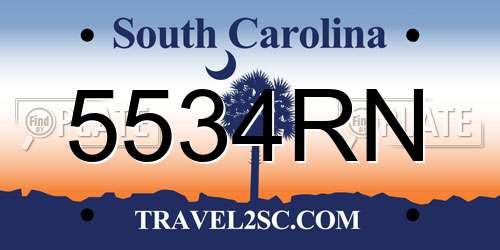 5534RN South Carolina License Plate