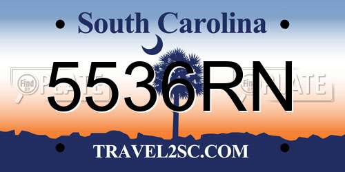 5536RN South Carolina License Plate