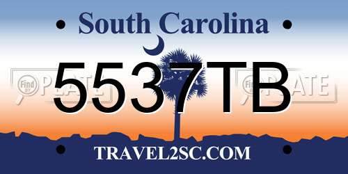 5537TB South Carolina License Plate