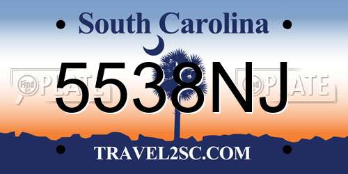 5538NJ South Carolina License Plate