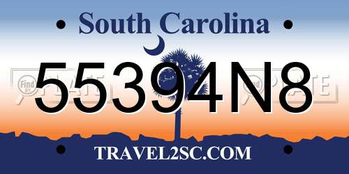 55394N8 South Carolina License Plate