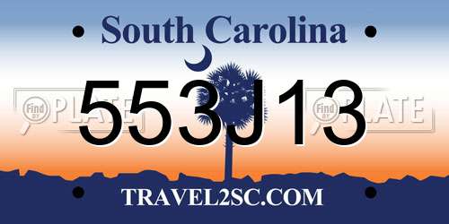 553J13 South Carolina License Plate