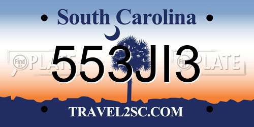 553JI3 South Carolina License Plate