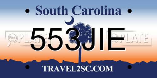 553JIE South Carolina License Plate