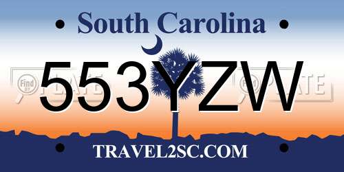 553YZW South Carolina License Plate