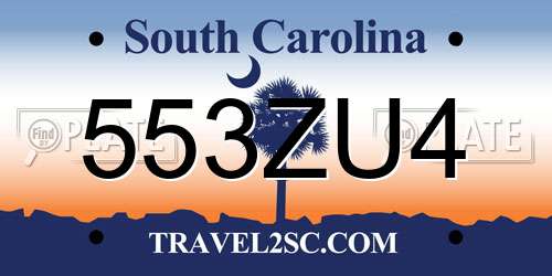 553ZU4 South Carolina License Plate