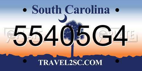 55405G4 South Carolina License Plate
