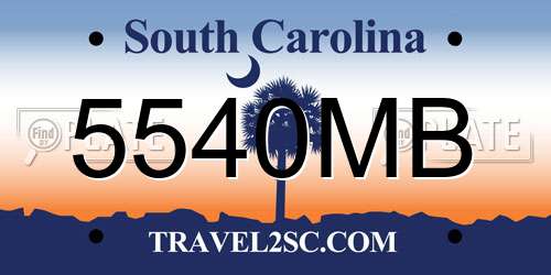 5540MB South Carolina License Plate