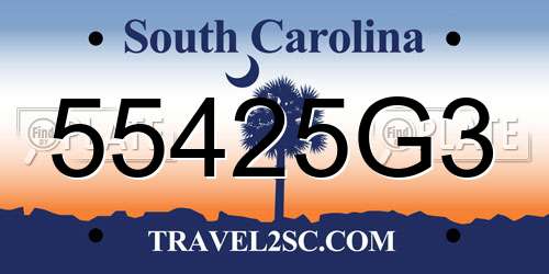 55425G3 South Carolina License Plate