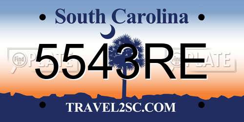 5543RE South Carolina License Plate