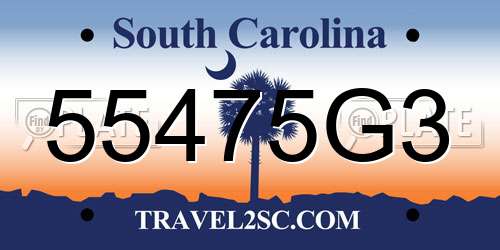 55475G3 South Carolina License Plate