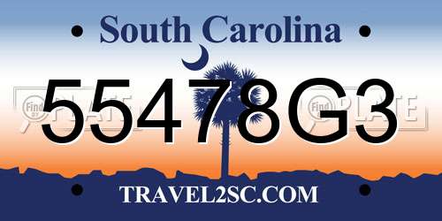 55478G3 South Carolina License Plate