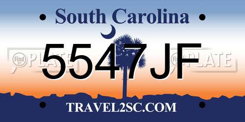 5547JF South Carolina License Plate