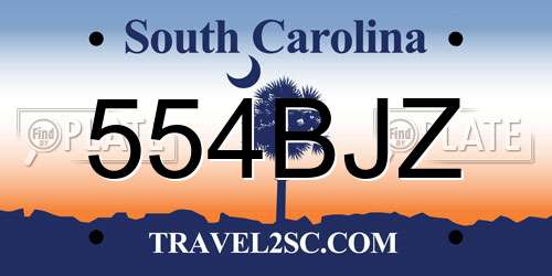 554BJZ South Carolina License Plate