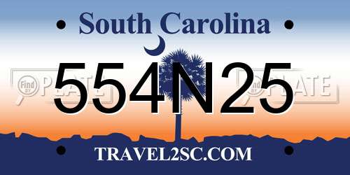 554N25 South Carolina License Plate