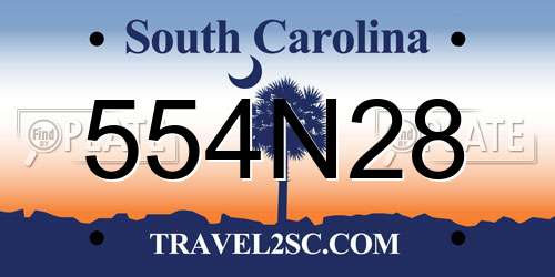 554N28 South Carolina License Plate
