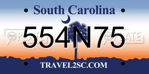 554N75 South Carolina License Plate
