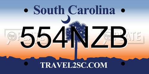 554NZB South Carolina License Plate