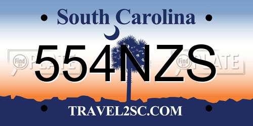 554NZS South Carolina License Plate