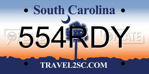 554RDY South Carolina License Plate