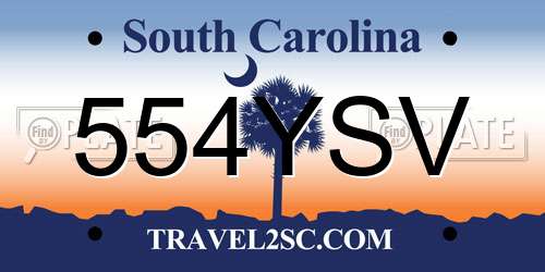554YSV South Carolina License Plate
