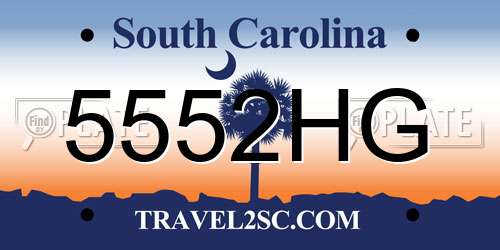 5552HG South Carolina License Plate