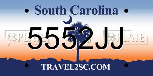 5552JJ South Carolina License Plate