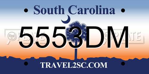 5553DM South Carolina License Plate