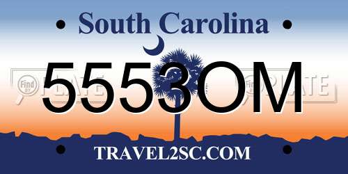 5553OM South Carolina License Plate