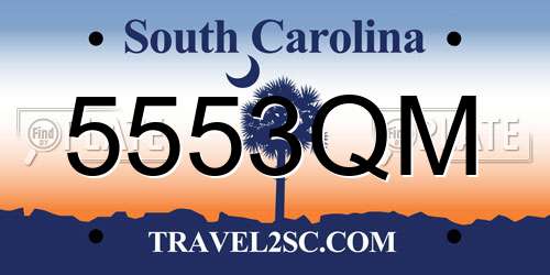 5553QM South Carolina License Plate