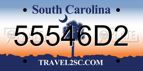 55546D2 South Carolina License Plate