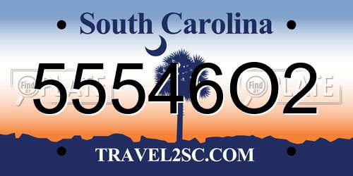 55546O2 South Carolina License Plate
