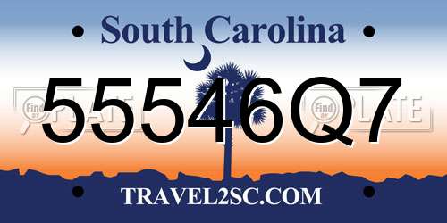 55546Q7 South Carolina License Plate