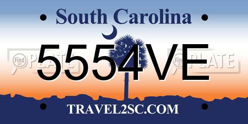 5554VE South Carolina License Plate