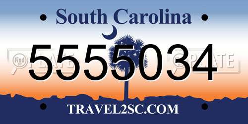 5555034 South Carolina License Plate
