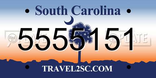 5555151 South Carolina License Plate