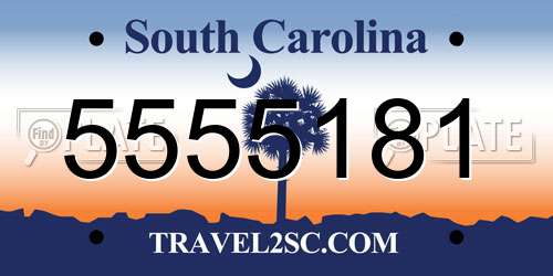 5555181 South Carolina License Plate