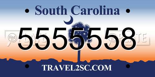 5555558 South Carolina License Plate