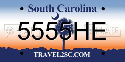 5555HE South Carolina License Plate