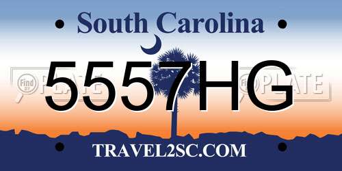 5557HG South Carolina License Plate
