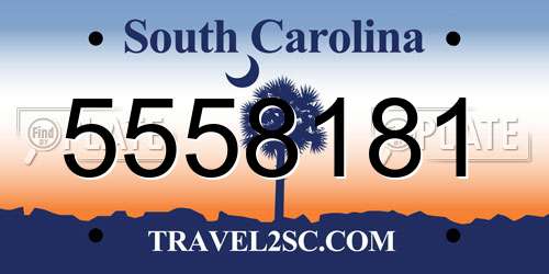 5558181 South Carolina License Plate