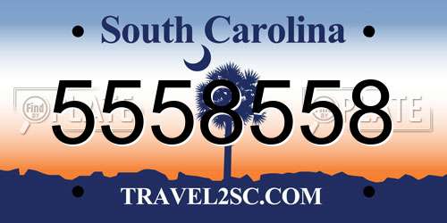 5558558 South Carolina License Plate