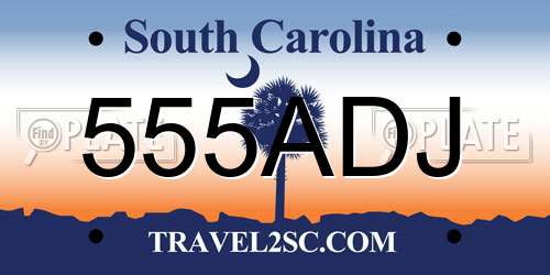 555ADJ South Carolina License Plate