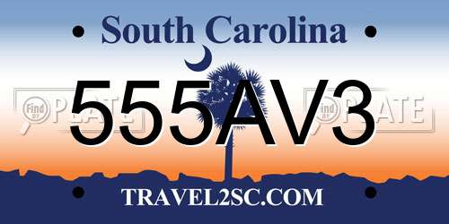 555AV3 South Carolina License Plate