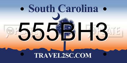 555BH3 South Carolina License Plate